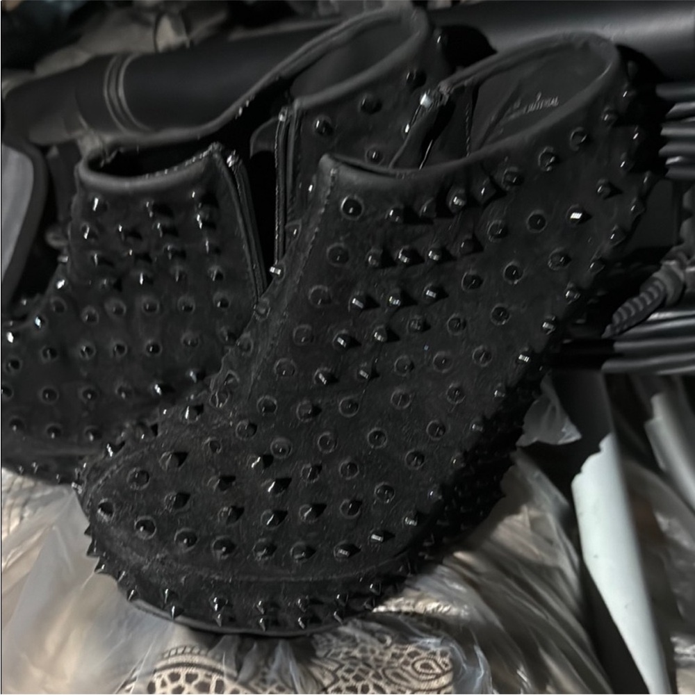 Black Studded Platform Booties - image 5